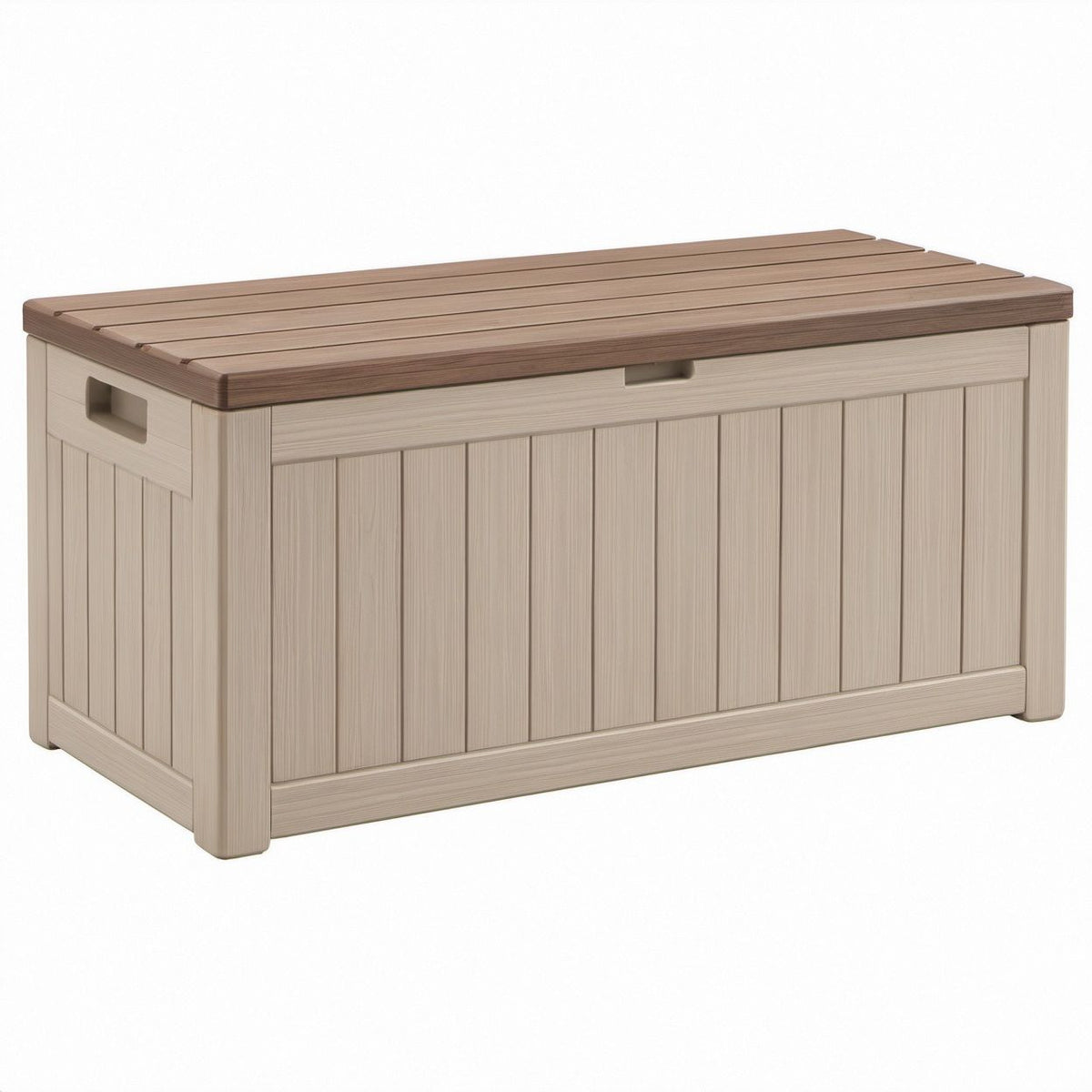 Prostokątna skrzynia ogrodowa z polipropylenu 270 l, beżowo-brązowa, 117 x 45 x 57 cm