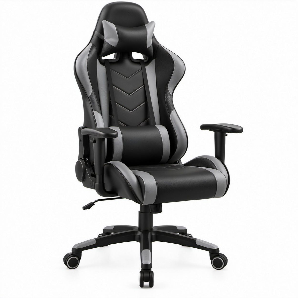 Fotel gamingowy obrotowy z ekoskóry PU czarno-szary 65 x 65 x 122–132 cm
