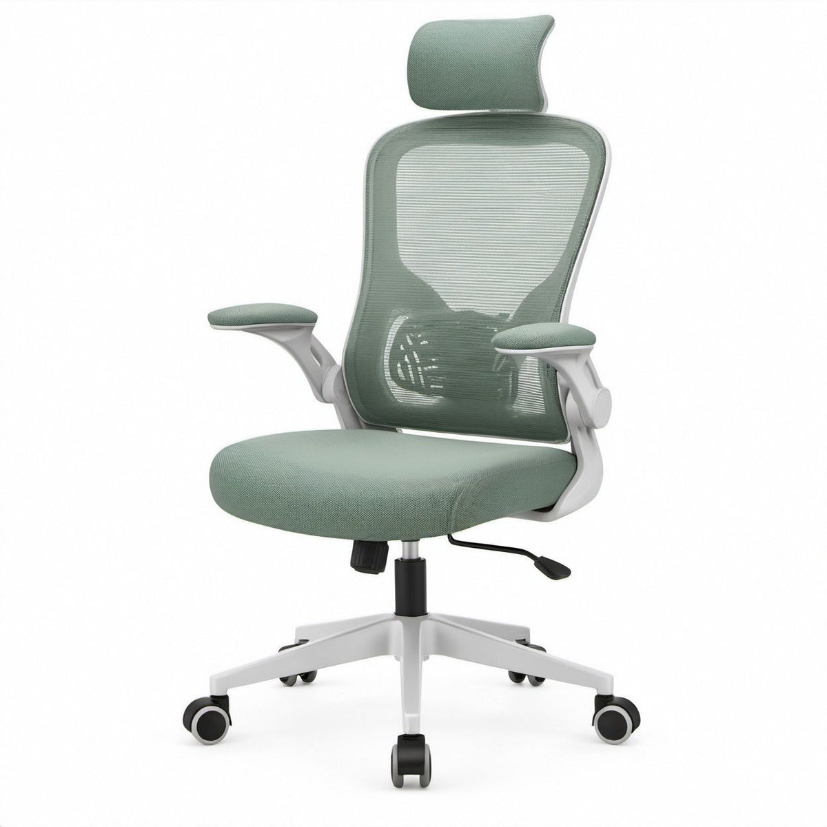 Ergonomiczny fotel biurowy obrotowy z siatki, jasnozielony, 64 x 64 x 118–128 cm
