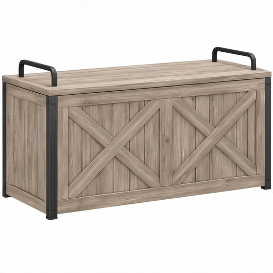 Prostokątna skrzynia do przechowywania z płyty MDF 120 x 45 x 60 cm, szarobrązowa/czarna