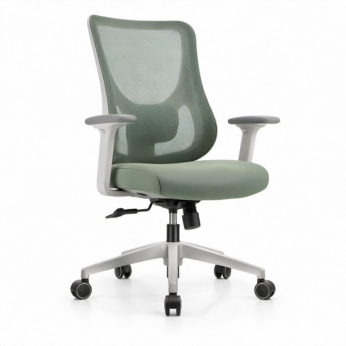 Ergonomiczne krzesło biurowe obrotowe z siatkowym oparciem, zielone, 64 x 64 x 113–123 cm