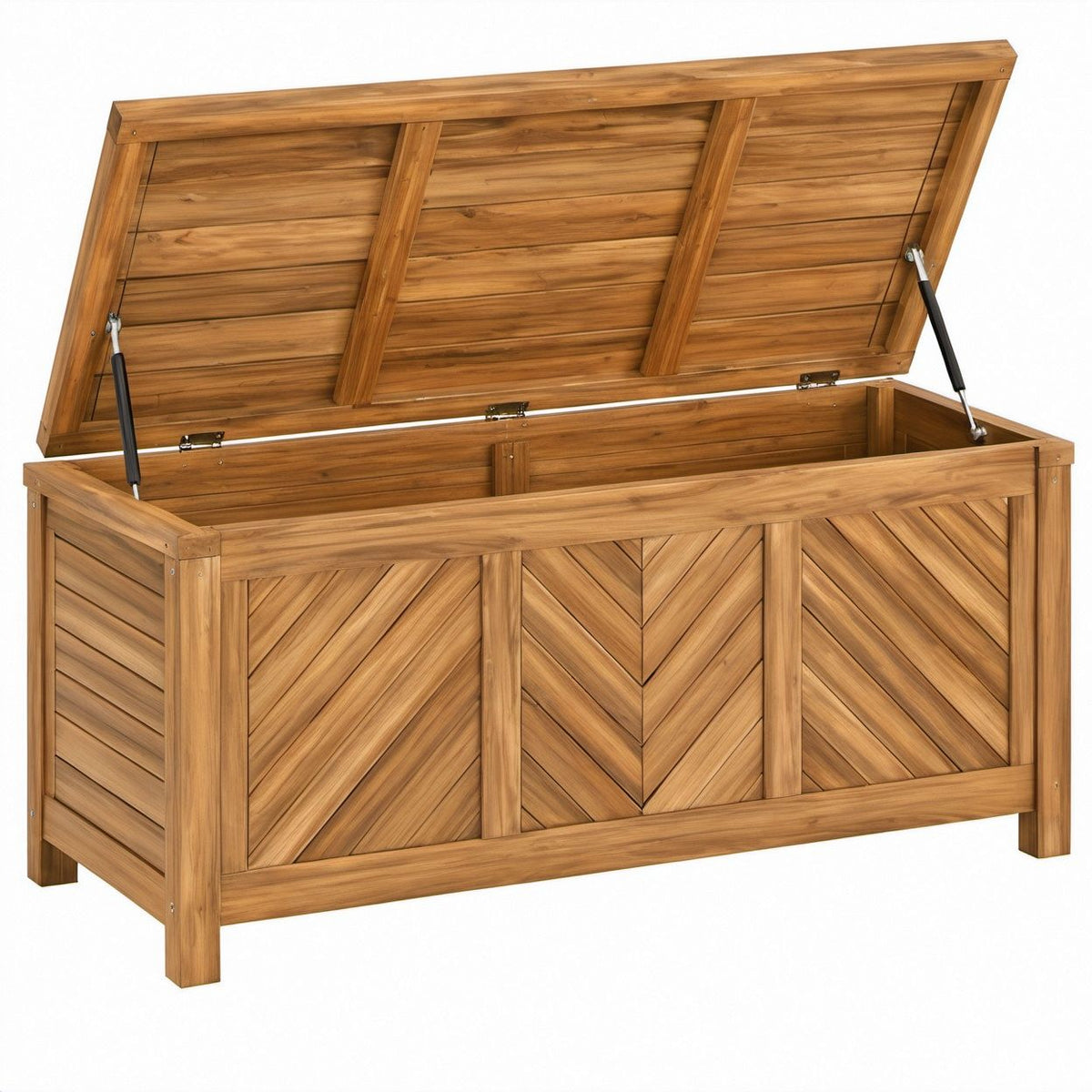 Brązowa skrzynia z litego drewna akacjowego 120 × 50 × 60 cm