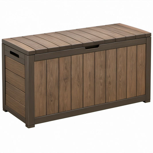 Brązowa skrzynia ogrodowa z polipropylenu 120 × 60 × 63 cm, 420 l