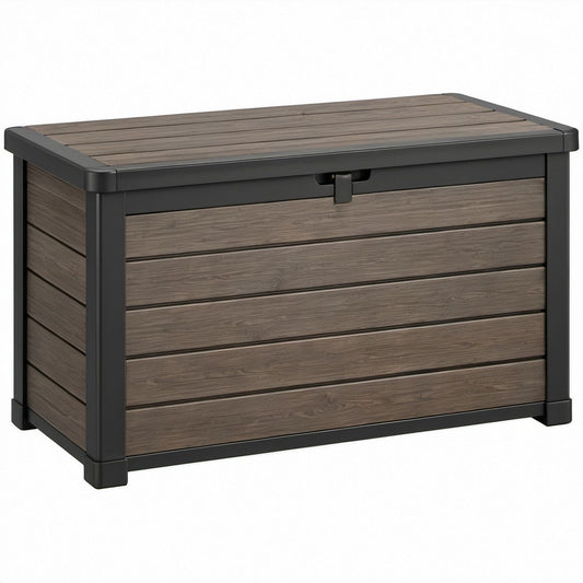 Prostokątna skrzynia ogrodowa 400 l z polipropylenu, brązowoszara/antracytowa, 120 x 56 x 63 cm