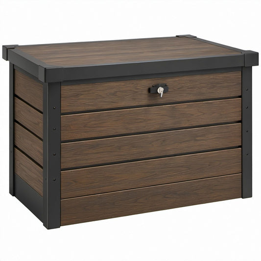 Skrzynia ogrodowa WPC i aluminium 120 × 62 × 63 cm brązowo-czarna