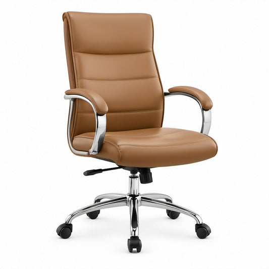 Fotel biurowy obrotowy z ekoskóry PU brązowy 65 x 65 x 112–122 cm